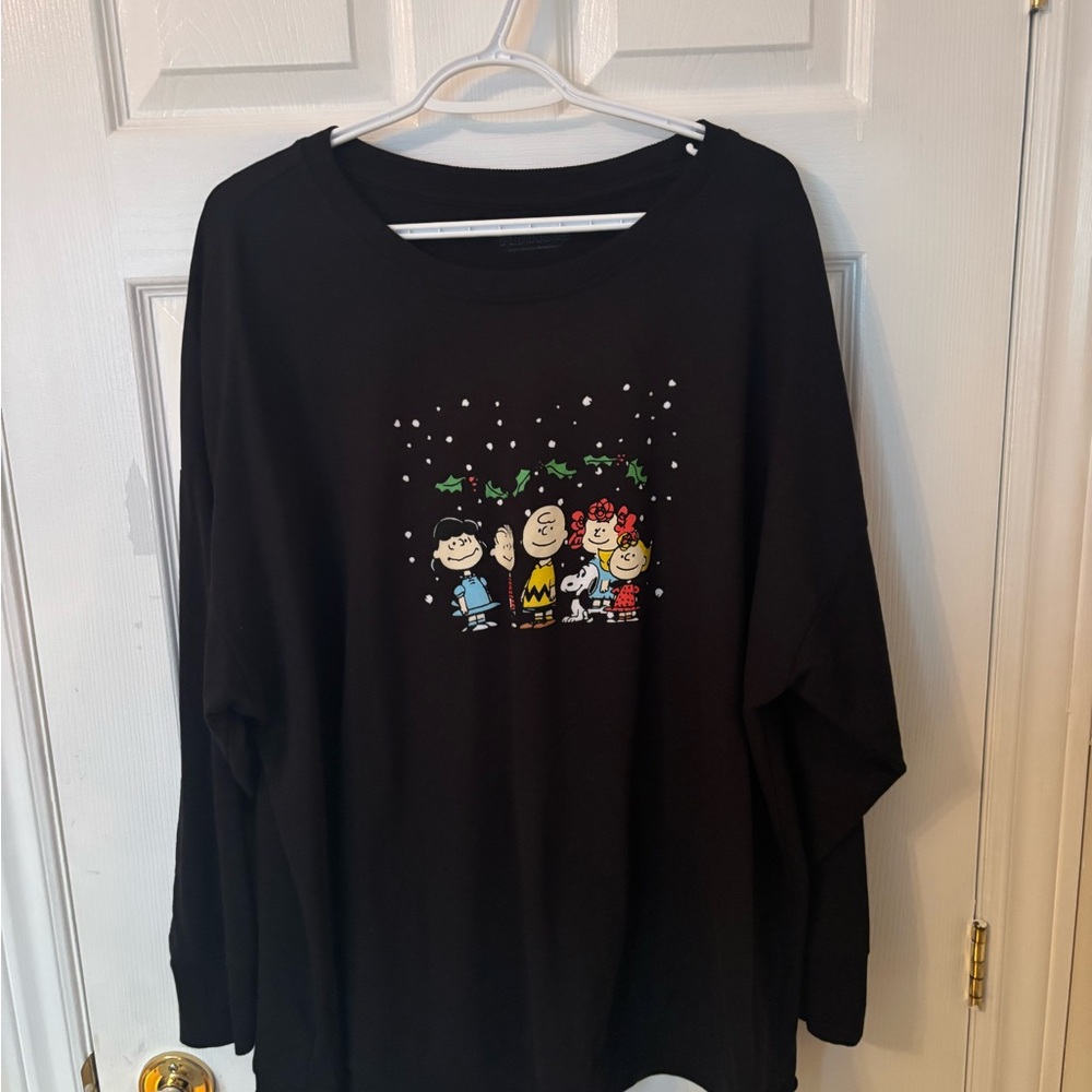 Peanuts Black Long Sleeve Sweater with Festive Characters